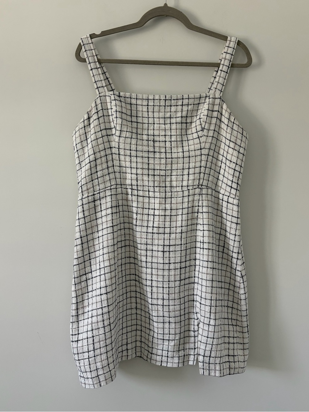 Abercrombie & Fitch Black White Tweed Square Neckline Sleeveless Mini Dress L
